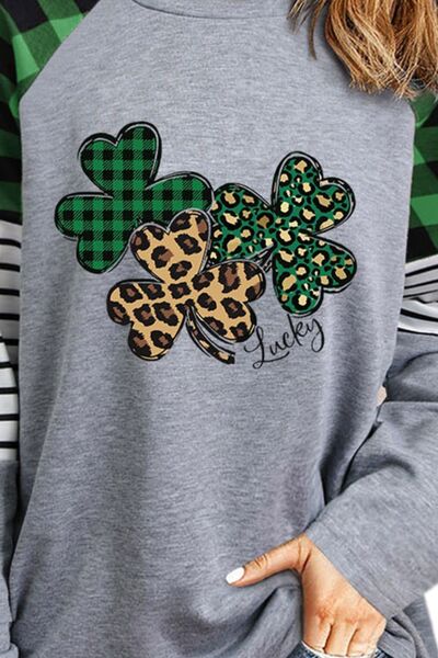 Lucky Clover Raglan Sleeve Sweatshirt nicholesgifts