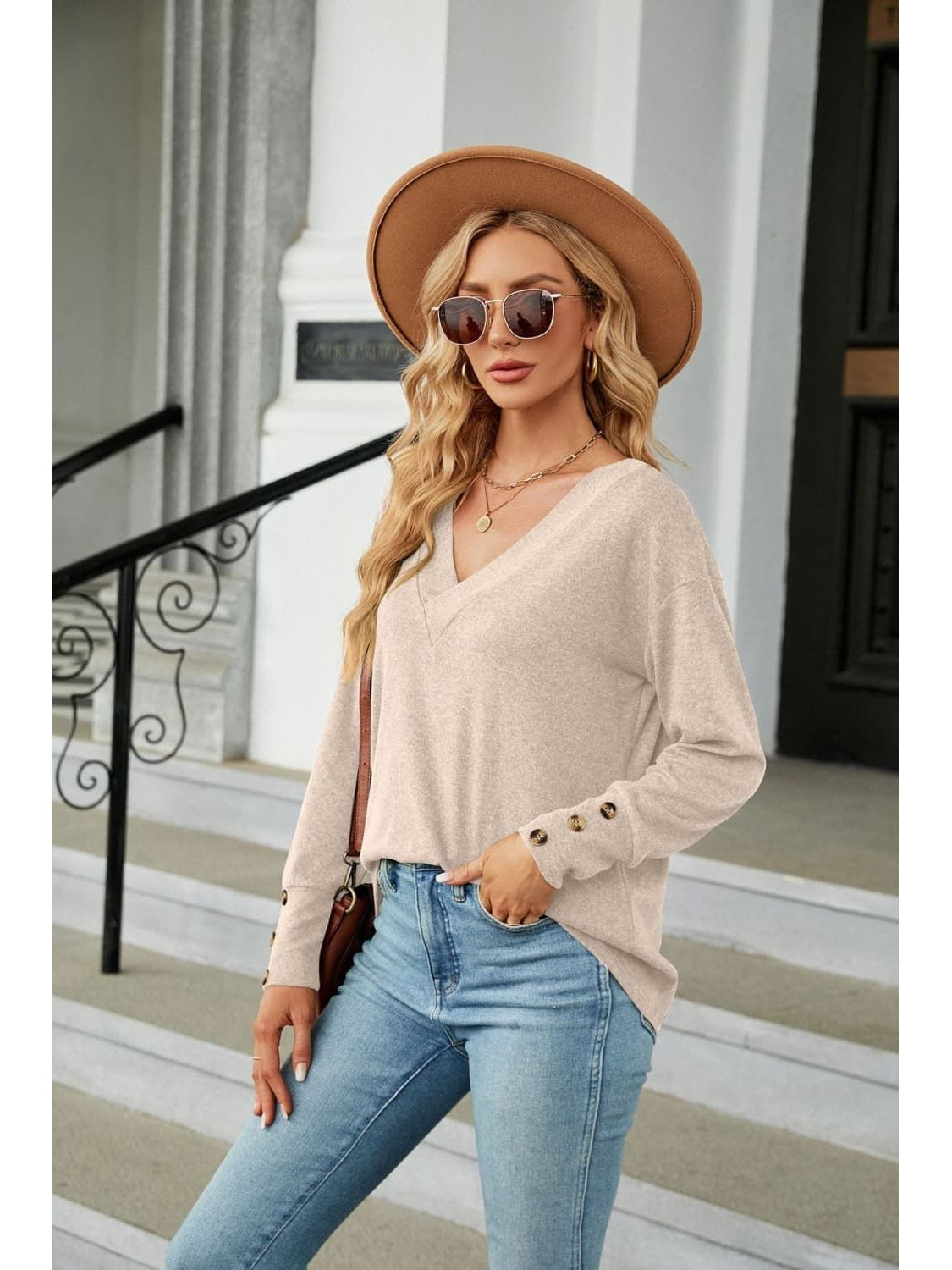 Women V-Neck Long Sleeve T-Shirt nicholesgifts