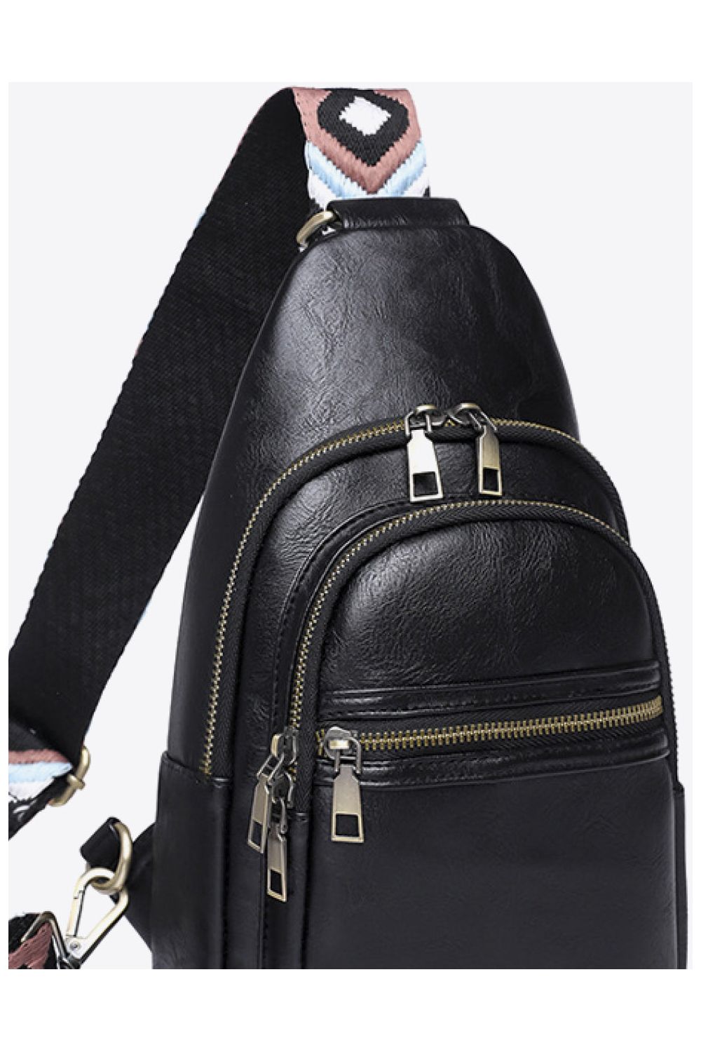 Women Adored It's Your Time PU Leather Black Sling Bag
