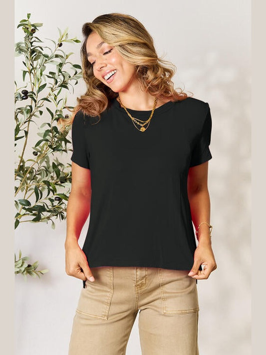 Women Basic Full Size Round Neck Short Sleeve T-Shirt NicholesGifts