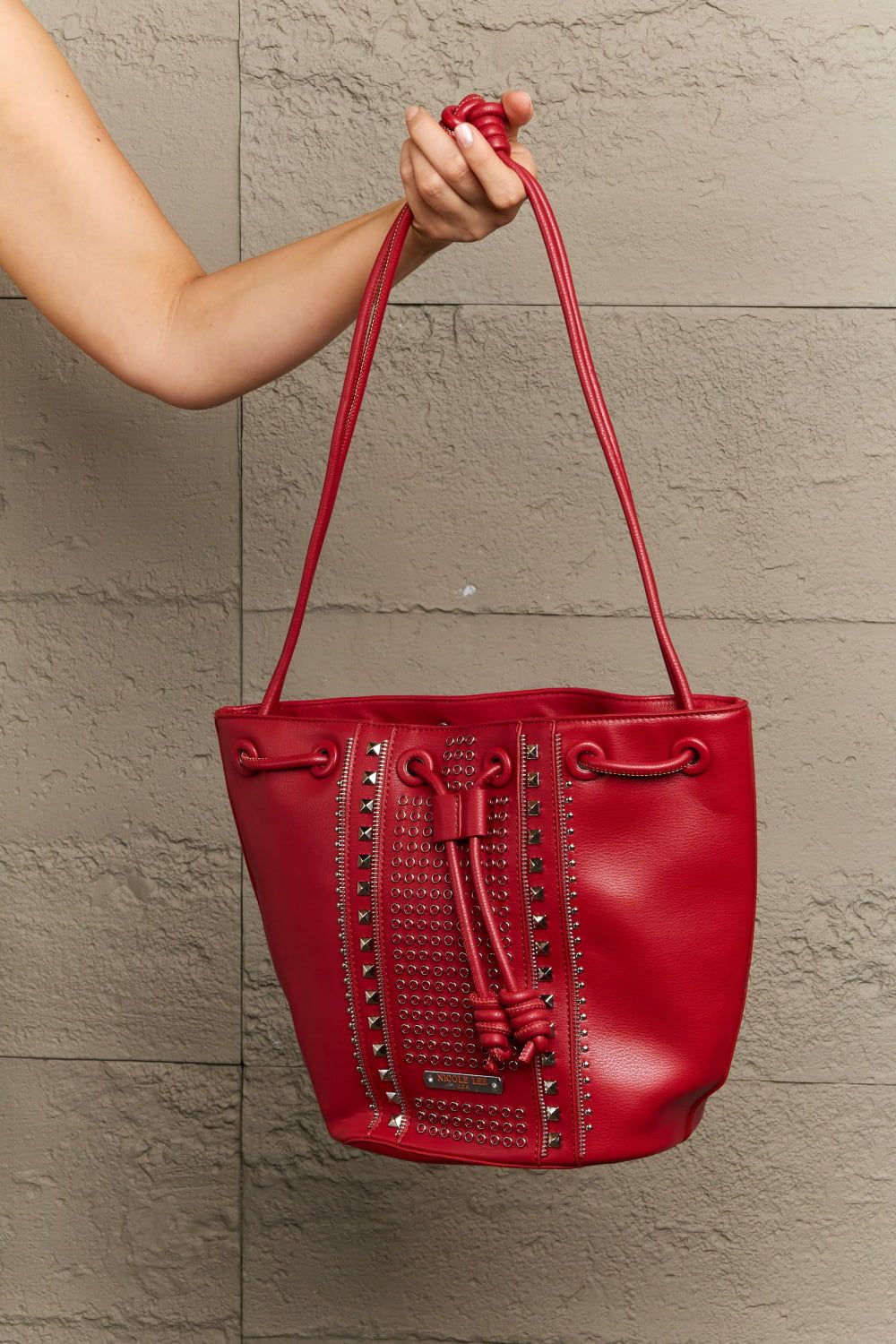 Women Studded Bucket Bag nicholesgifts