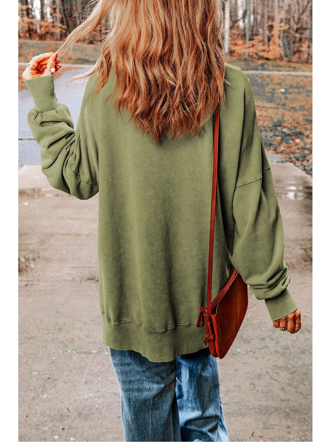 Women Dropped Shoulder Round Neck Long Sleeve Blouse nicholesgifts