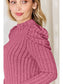 Basic Full Size Ribbed Mock Neck Puff Sleeve T-Shirt nicholesgifts