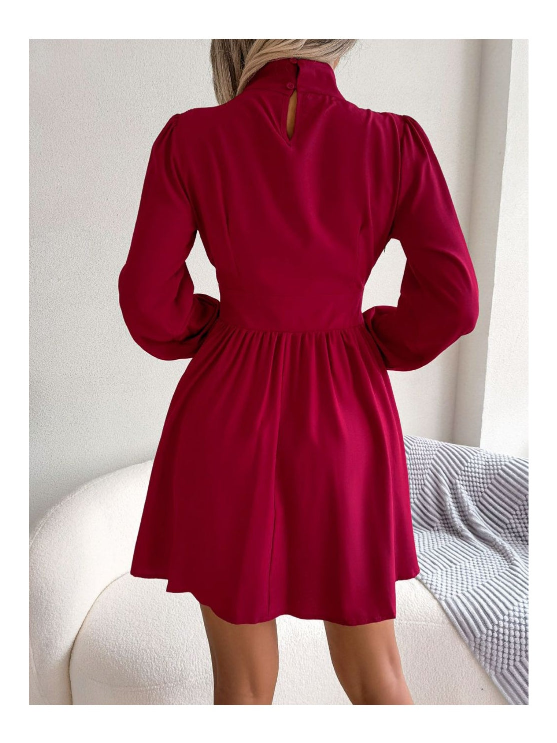 Women Cutout Turtleneck A-Line Mini Dress nicholesgifts