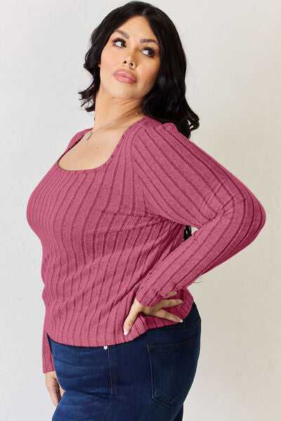 Women Full Size Ribbed Long Sleeve T-Shirt nicholesgifts