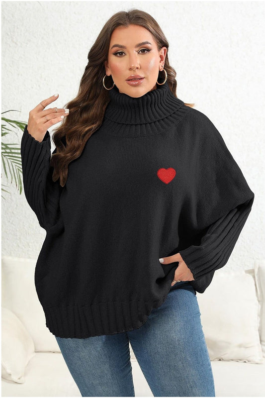 Plus Size Women Turtle Neck Long Sleeve Sweater nicholesgifts