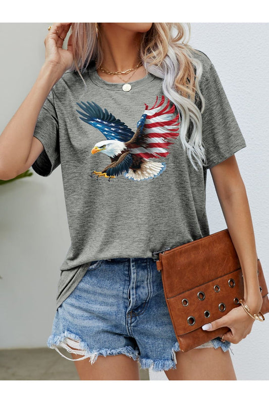 Women US Flag Eagle Graphic Tee