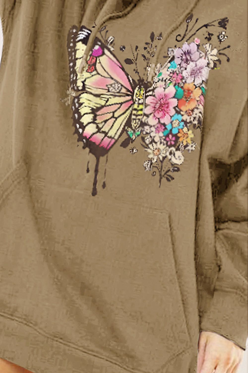 Women Full Size Butterfly Graphic Dropped Shoulder Hoodie