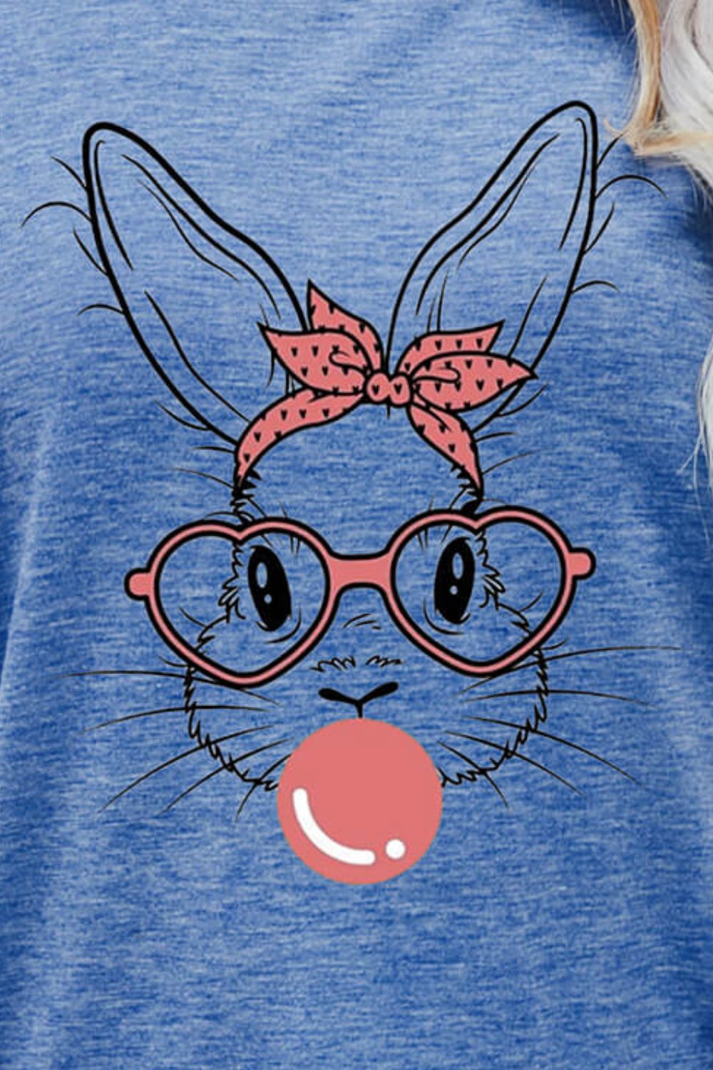Women Easter Bunny Graphic Round Neck T-Shirt nicholesgifts