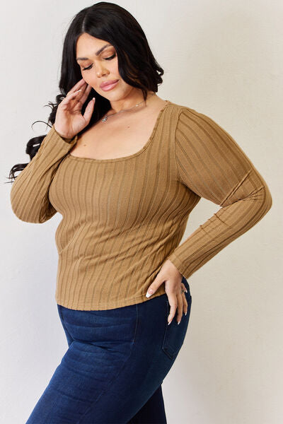 Women Full Size Ribbed Long Sleeve T-Shirt nicholesgifts