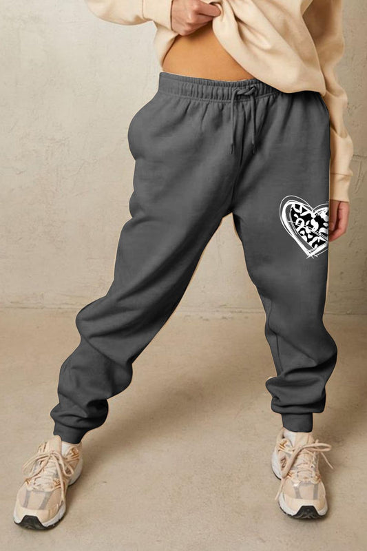 Women Simply Love Full Size Drawstring Heart Graphic Long Sweatpants nicholesgifts