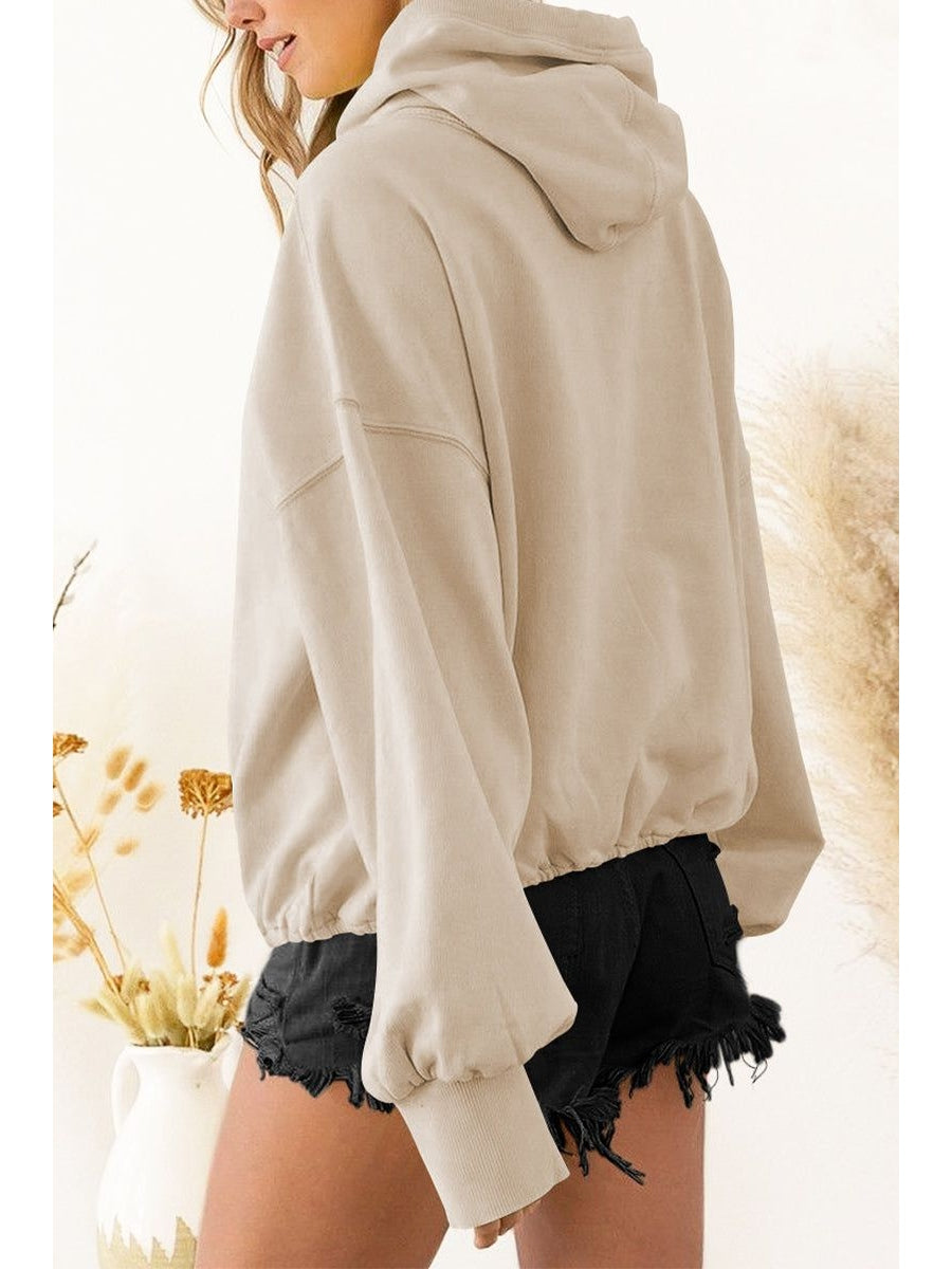 Women Zip-Up Dropped Shoulder Hoodie nicholesgifts