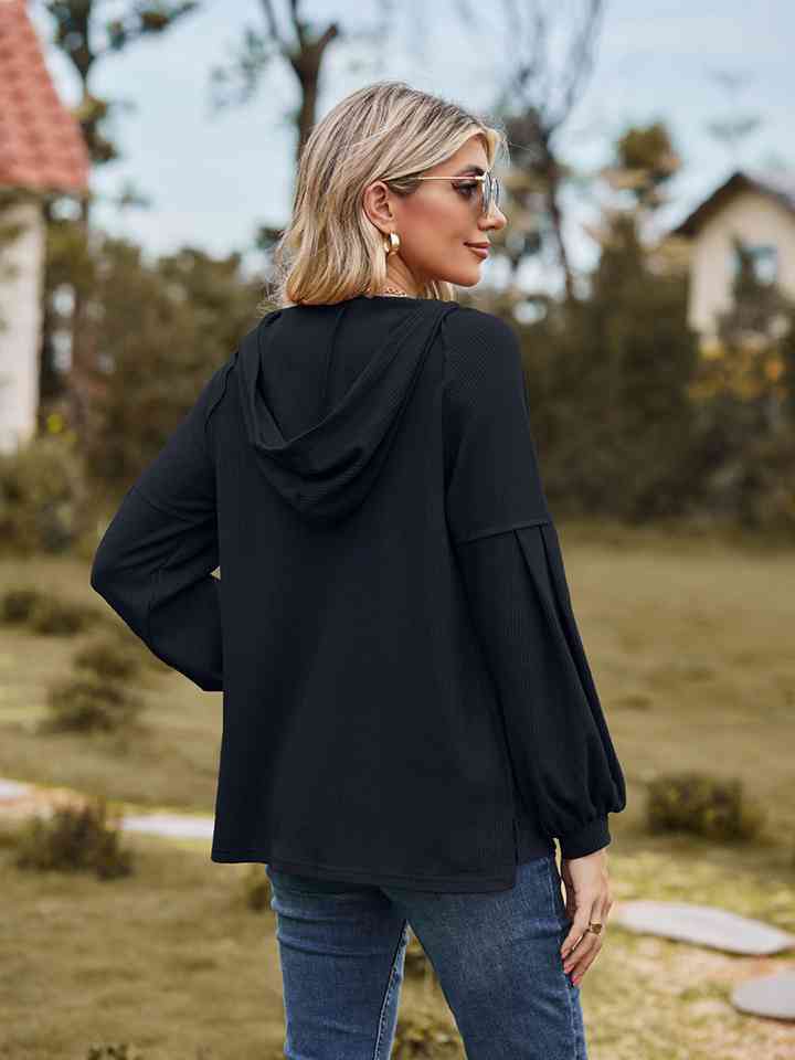 Women Dropped Shoulder Button-Down Hoodie nicholesgifts