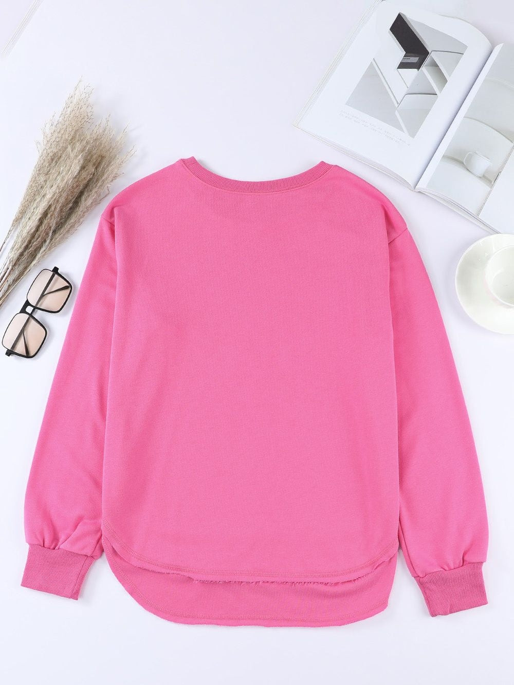 Women Side Slit Drop Shoulder Sweatshirt nicholesgifts