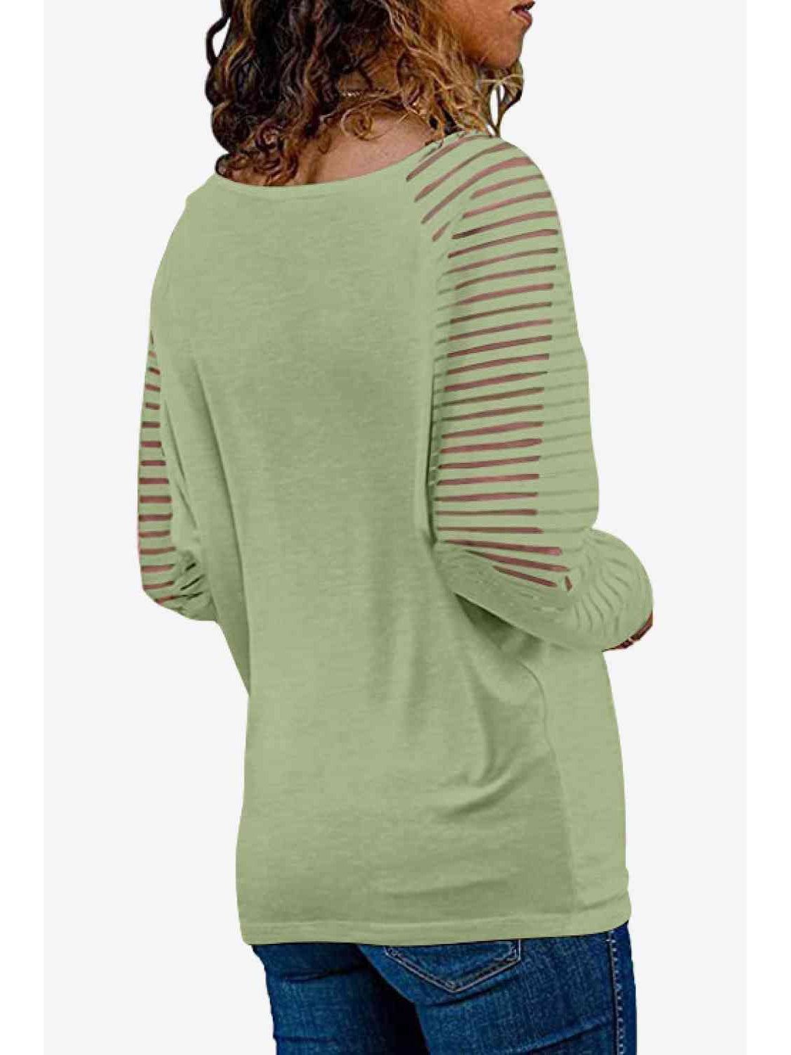 Women V-Neck Long Raglan Sleeve Top nicholesgifts