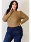 Basic Full Size Ribbed Mock Neck Puff Sleeve T-Shirt nicholesgifts