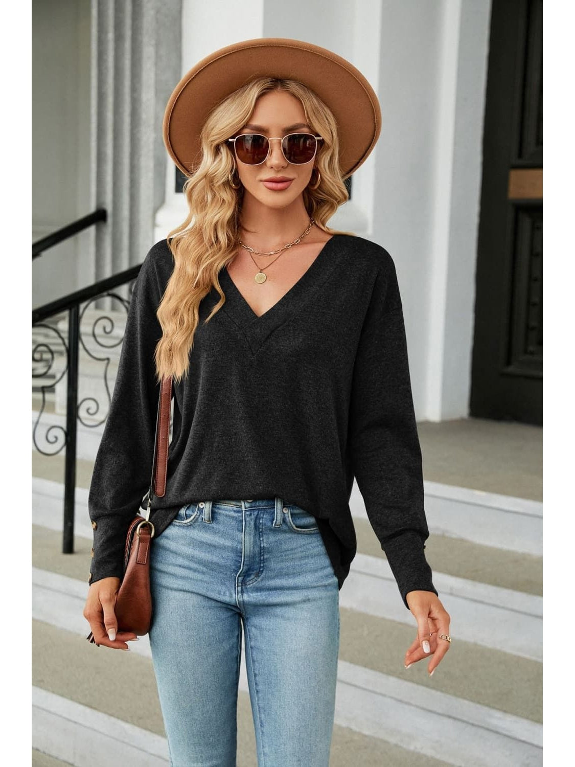 Women V-Neck Long Sleeve T-Shirt nicholesgifts