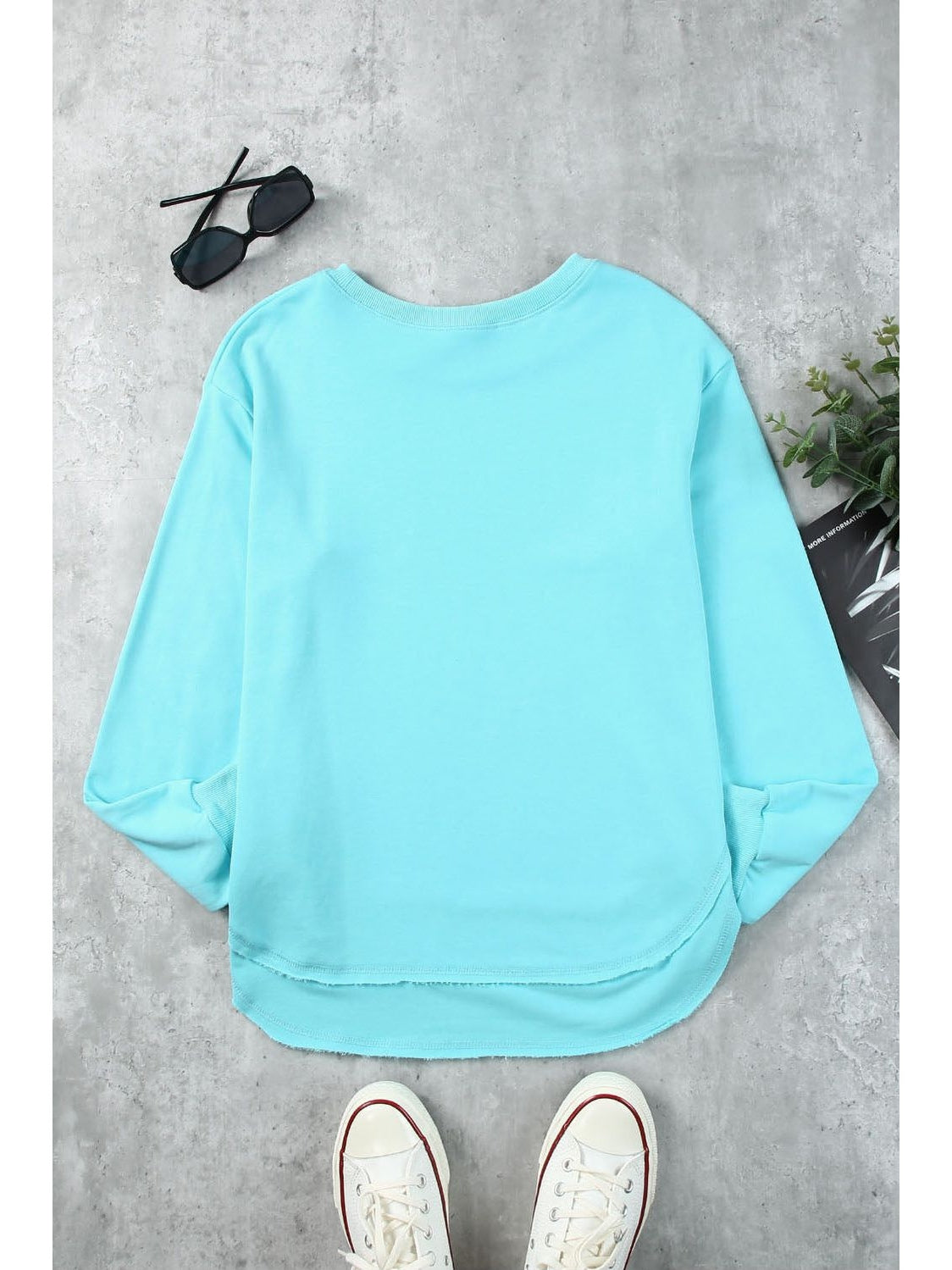 Women Side Slit Drop Shoulder Sweatshirt nicholesgifts