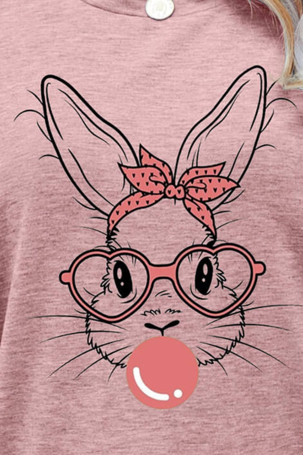 Women Easter Bunny Graphic Round Neck T-Shirt nicholesgifts