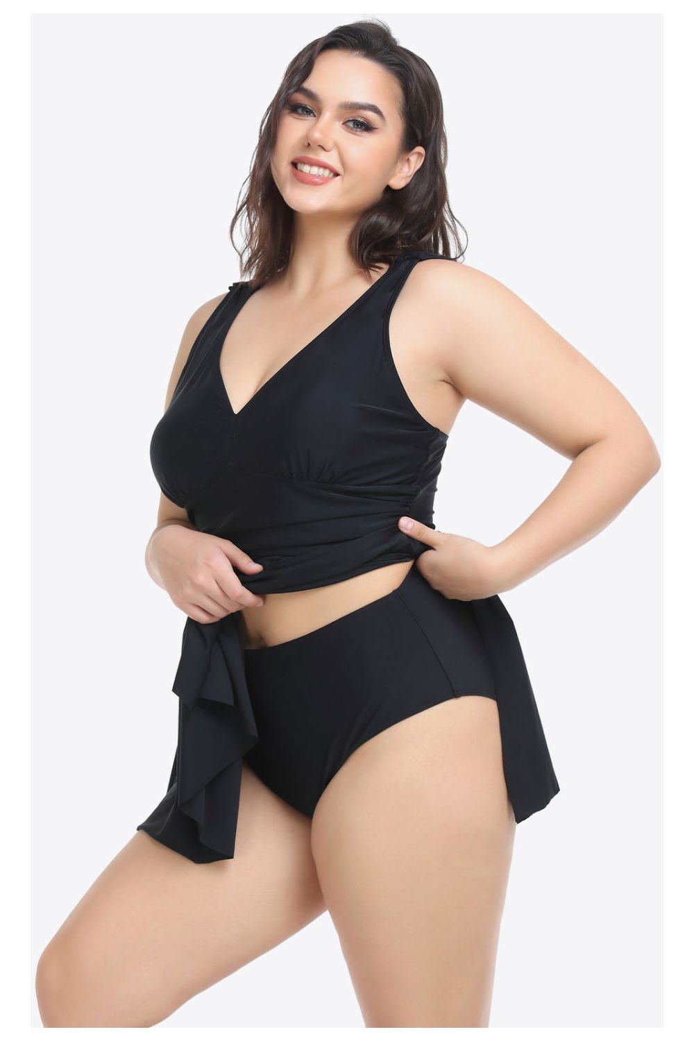 Plus Size Women Plunge Sleeveless Two-Piece Swimsuit