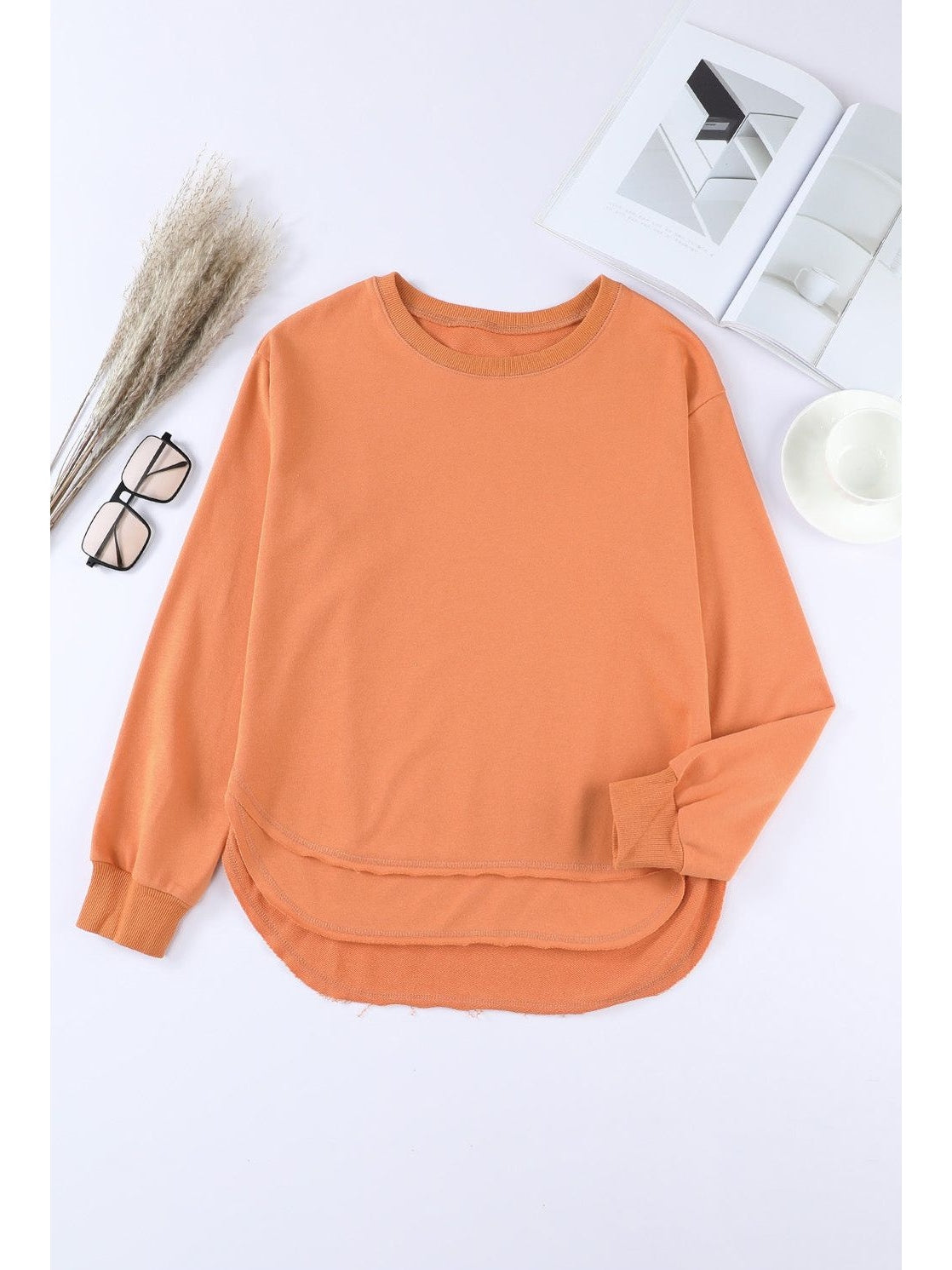 Women Side Slit Drop Shoulder Sweatshirt nicholesgifts