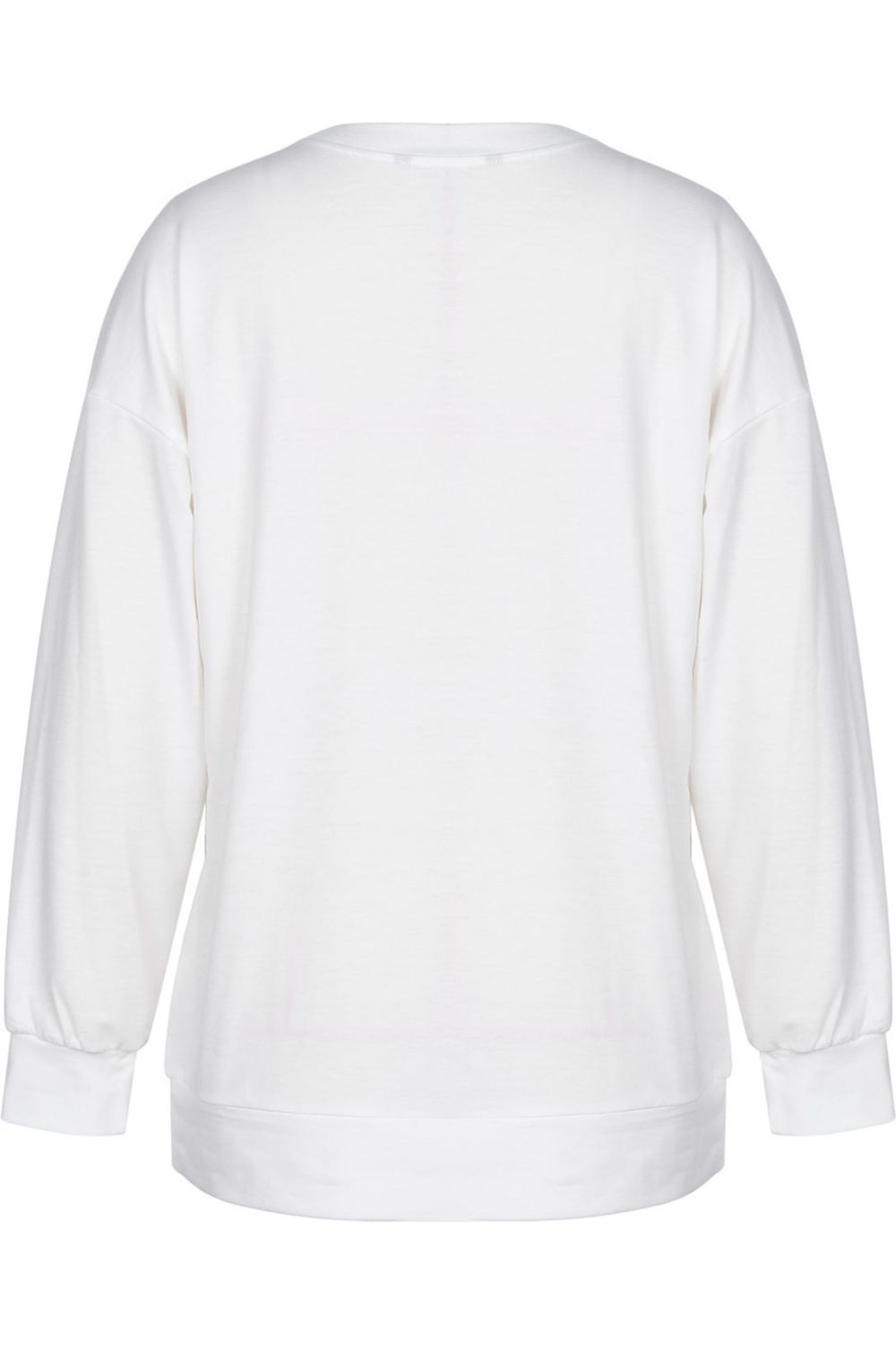 Women Graphic Dropped Shoulder Round Neck White Long Sleeve Sweatshirt