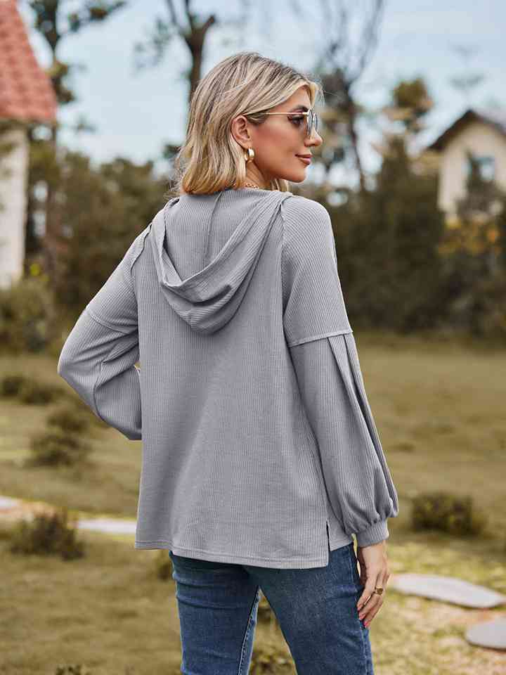 Women Dropped Shoulder Button-Down Hoodie nicholesgifts