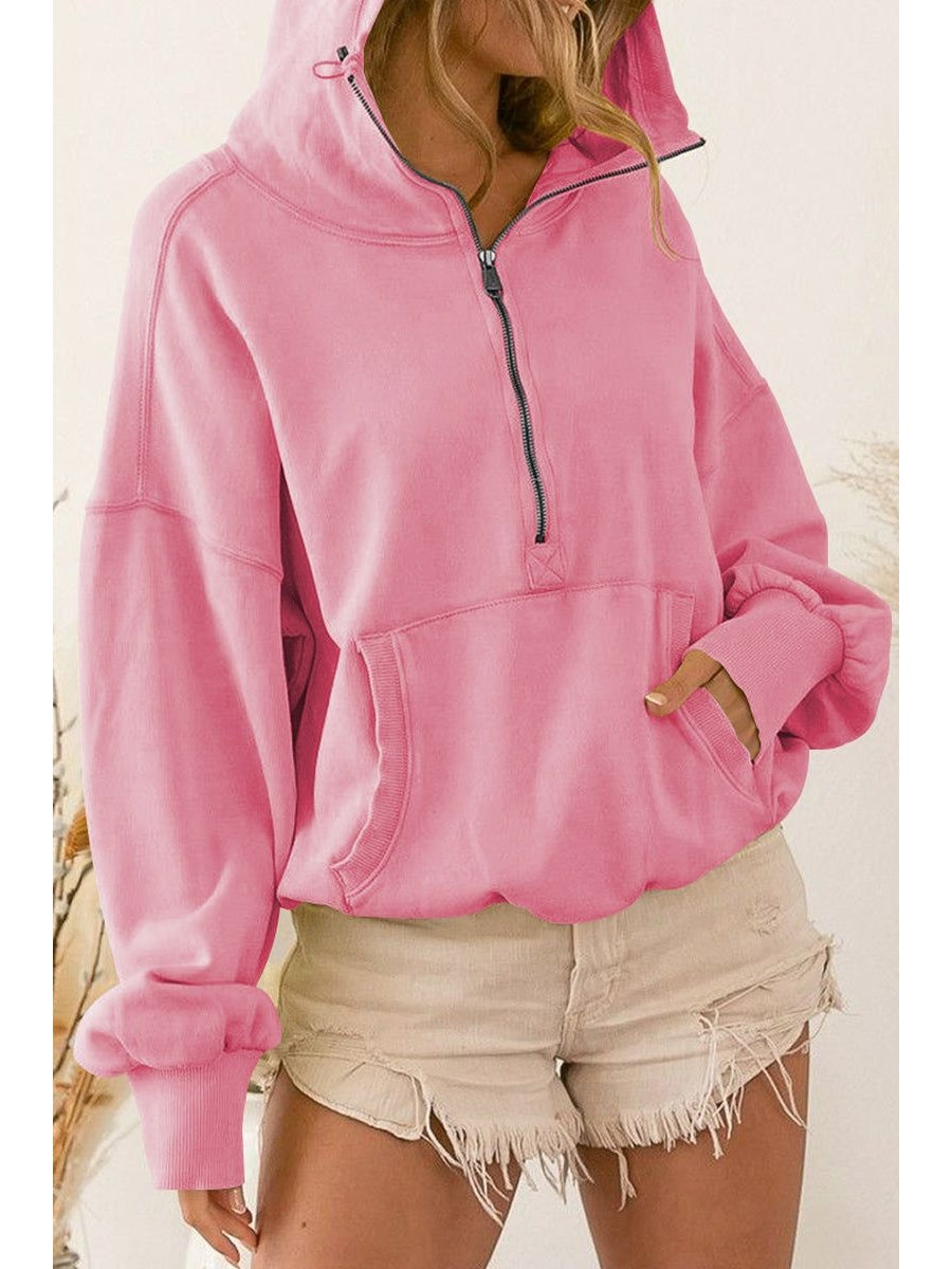 Women Zip-Up Dropped Shoulder Hoodie nicholesgifts