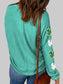 Women Lucky Clover Sequin Round Neck Sweatshirt nicholesgifts