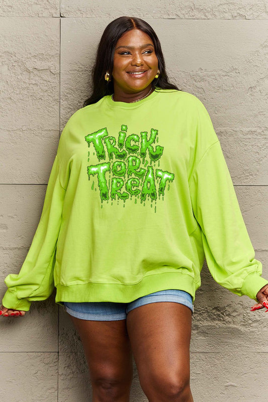 Women Simply Love Full Size TRICK OR TREAT Graphic Sweatshirt NicholesGifts