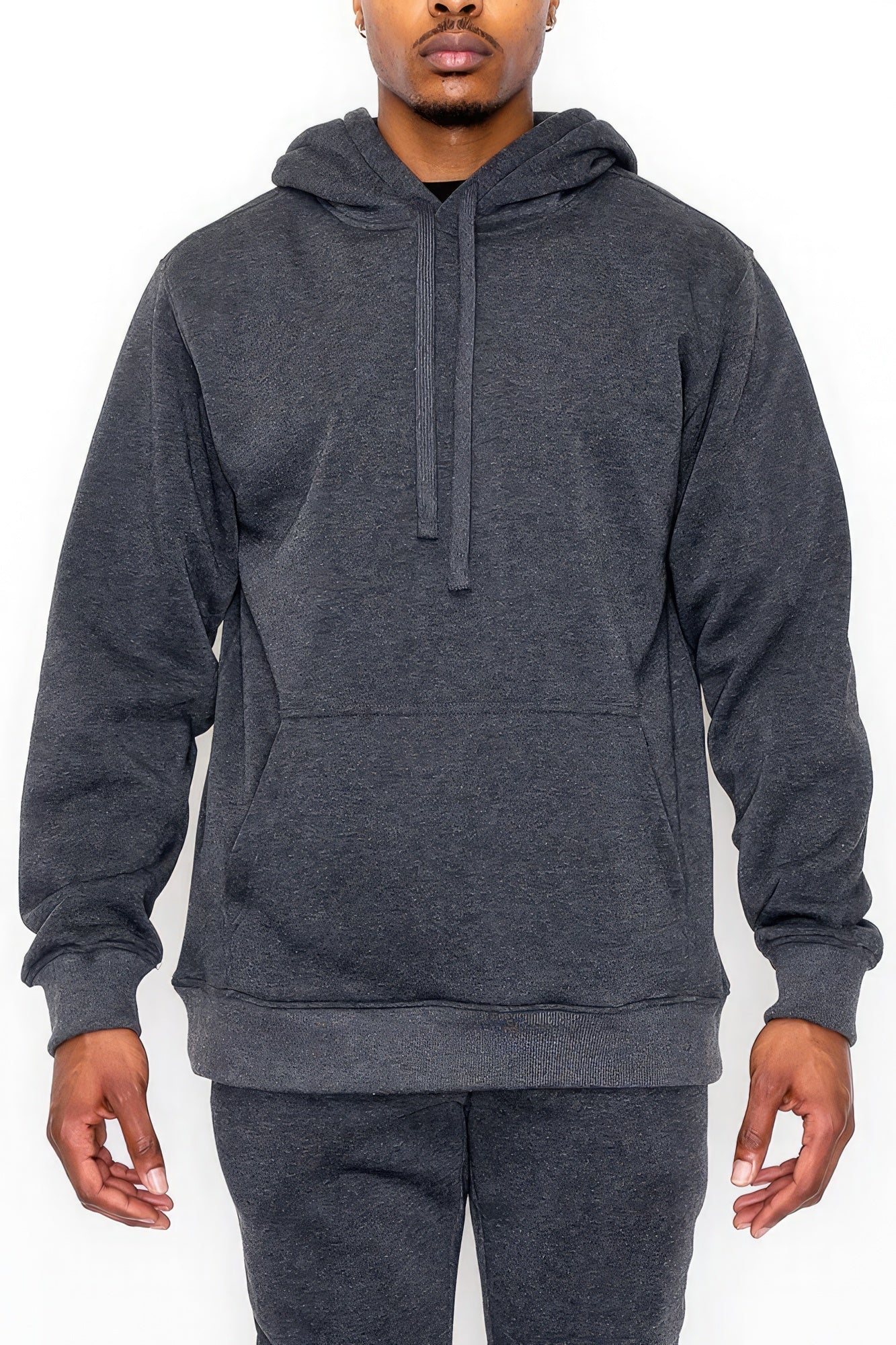 Men Fleece Pullover Charcoal Colored Hoodie - NicholesGifts.online