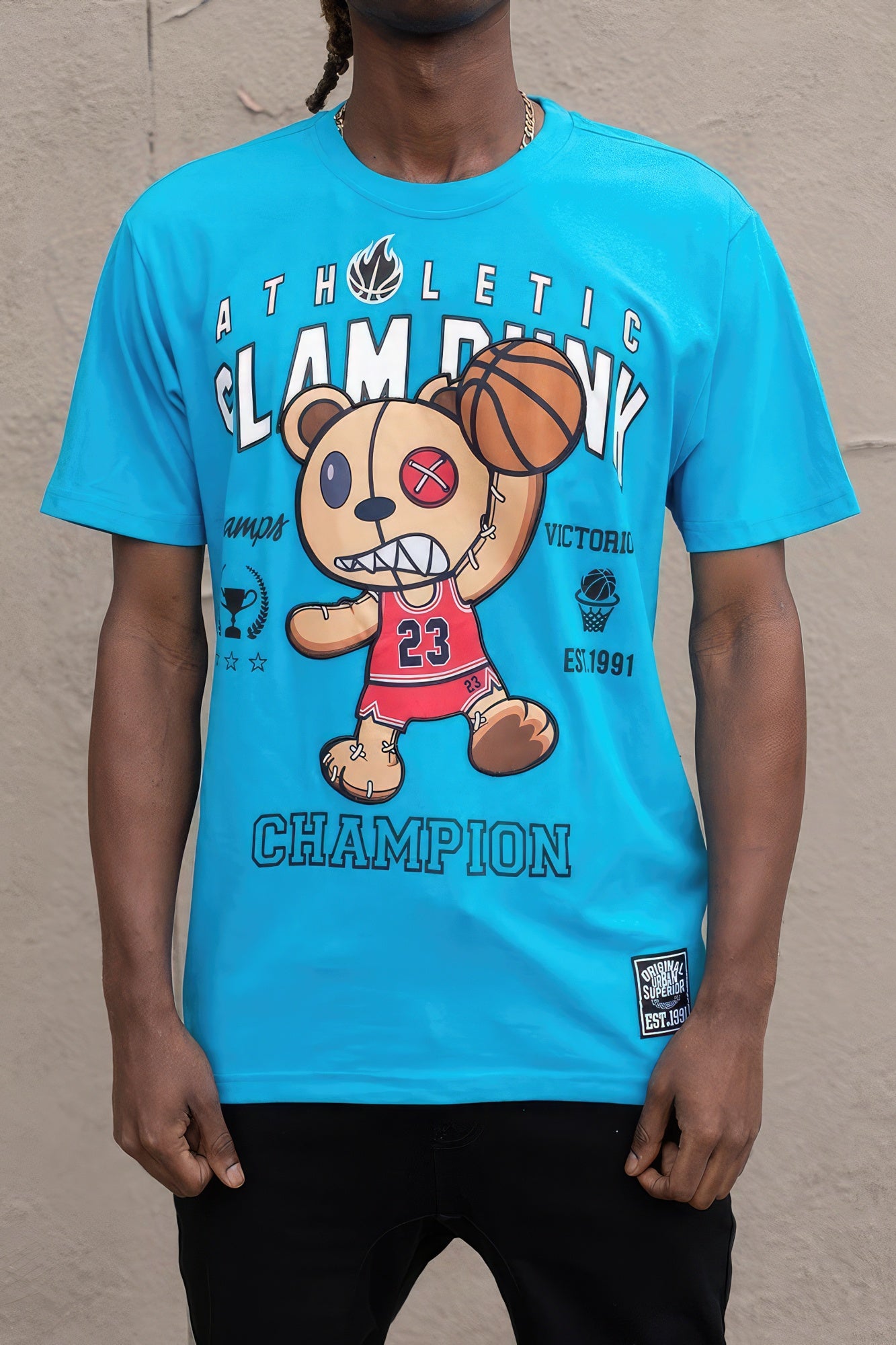 Men Slam Dunk  Basketball Aqua Colored T-shirt - NicholesGifts.online