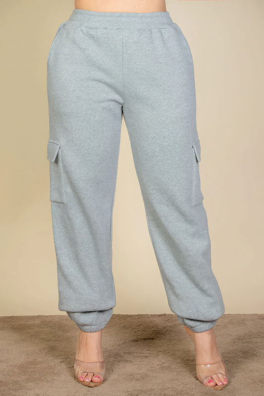 Plus Size Women Side Pocket Drawstring Waist Sweatpants - NicholesGifts.online