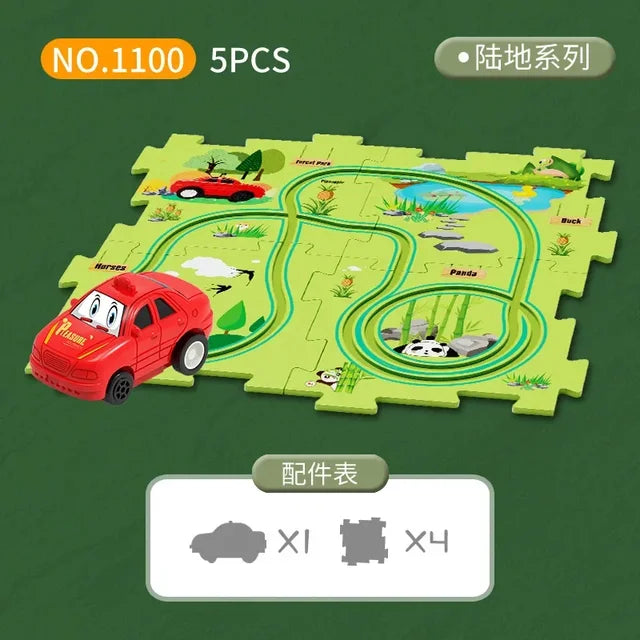 Children Electric Railroad Speeder Puzzle DIY Electric Car Automatic Rail nicholesgifts