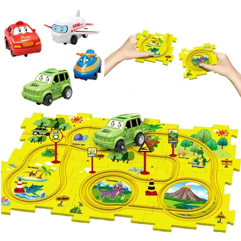 Children Electric Railroad Speeder Puzzle DIY Electric Car Automatic Rail nicholesgifts