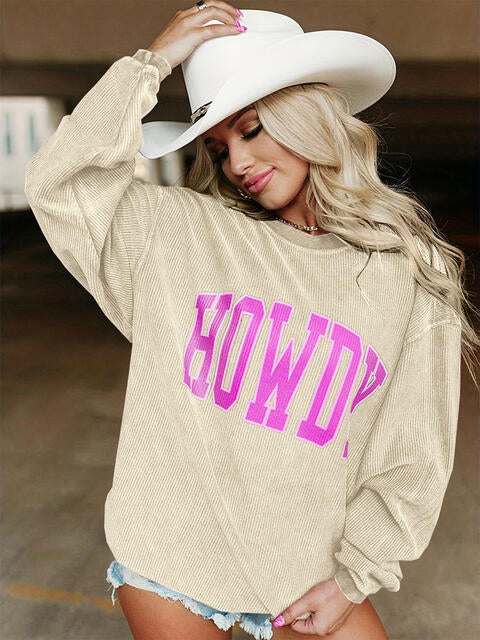 Full Size Women Howdy Graphic Round Neck Sweatshirt