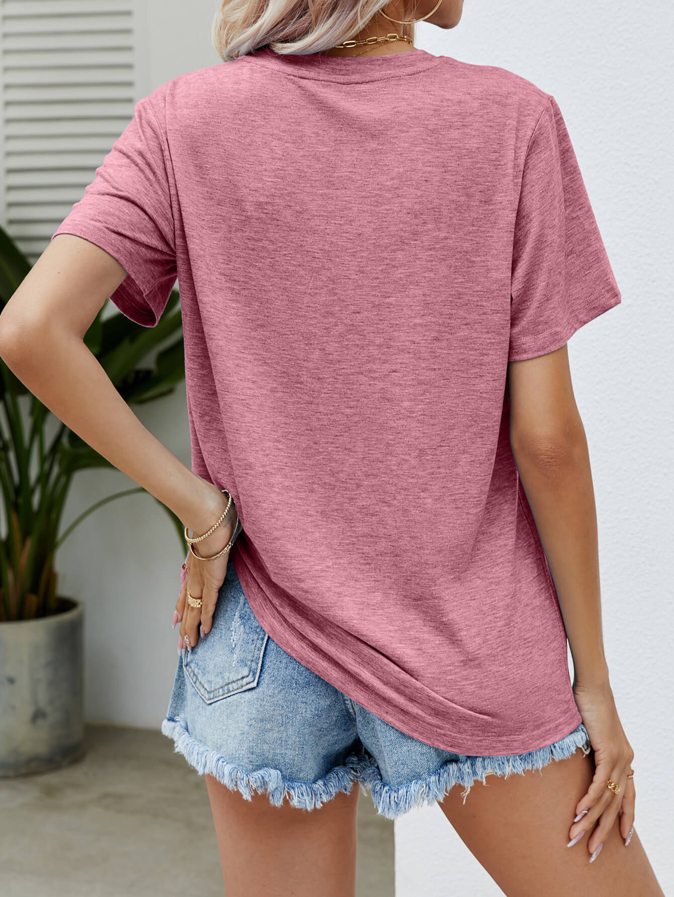 Women Easter Bunny Graphic Round Neck T-Shirt nicholesgifts