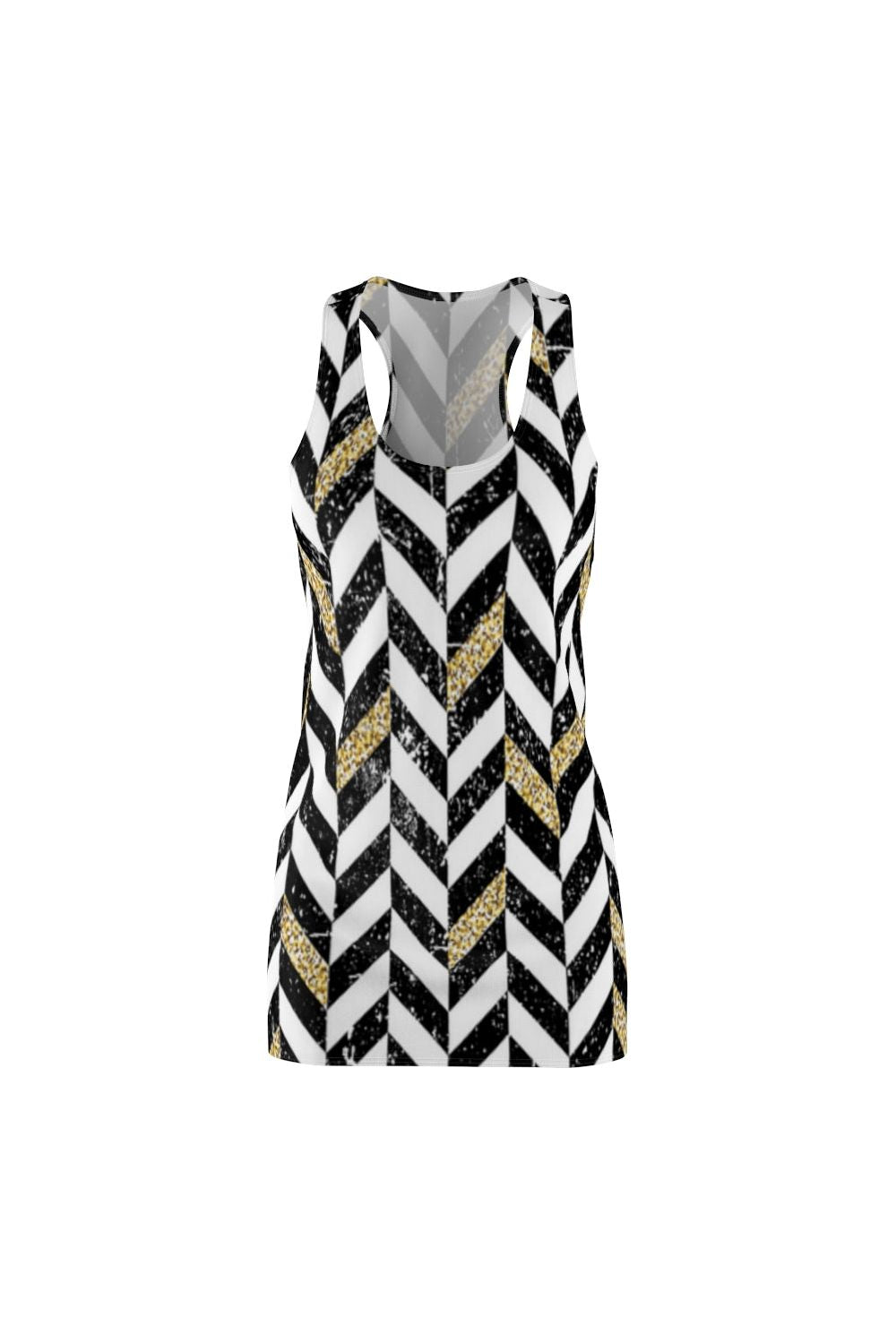 Women's Black, White and Gold Racerback Dress - NicholesGifts.online