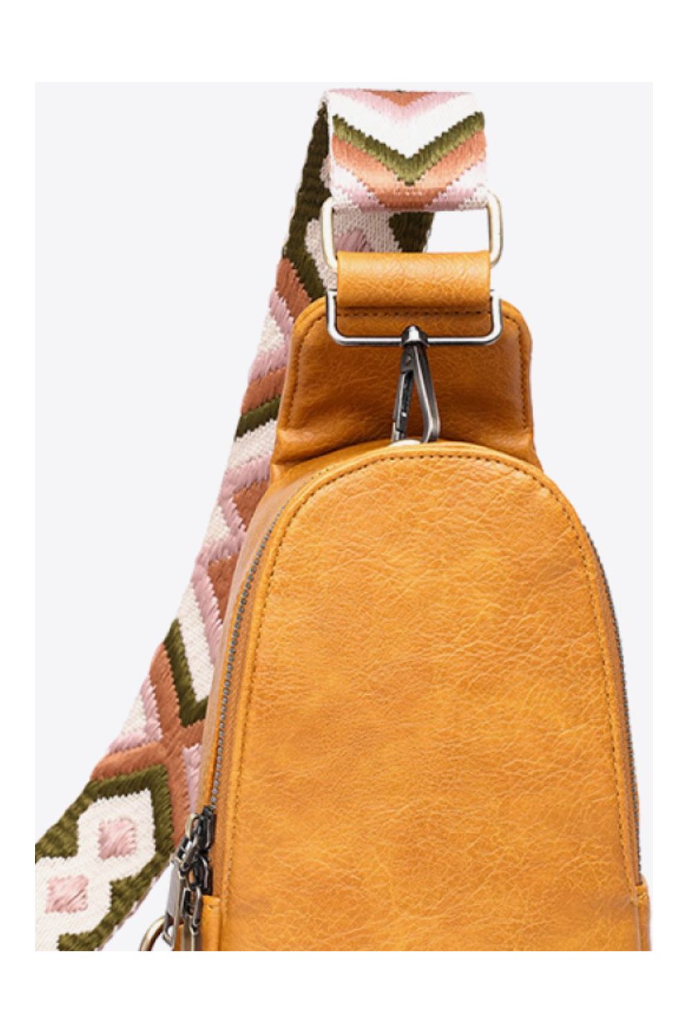 Women Random Pattern Adjustable Strap PU Leather Sling Bag