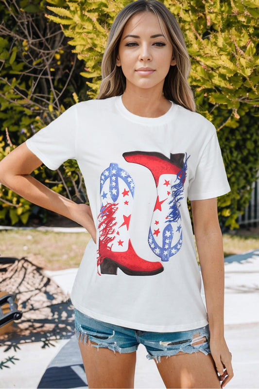 Women Star Cowboy Boots Graphic Tee