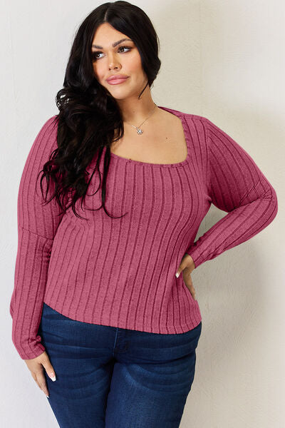 Women Full Size Ribbed Long Sleeve T-Shirt nicholesgifts