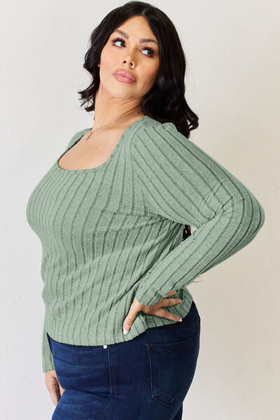 Women Full Size Ribbed Long Sleeve T-Shirt nicholesgifts