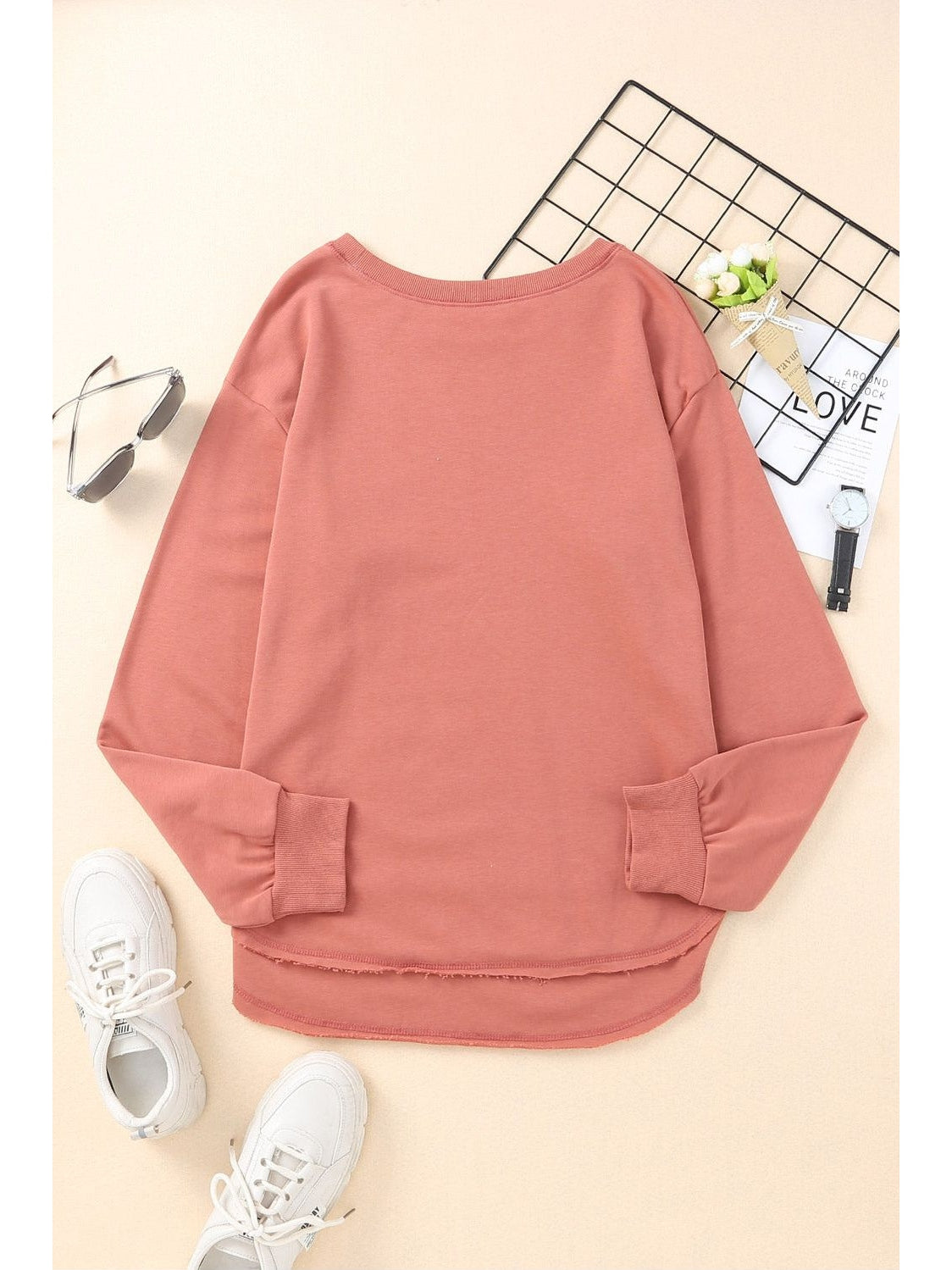 Women Side Slit Drop Shoulder Sweatshirt nicholesgifts