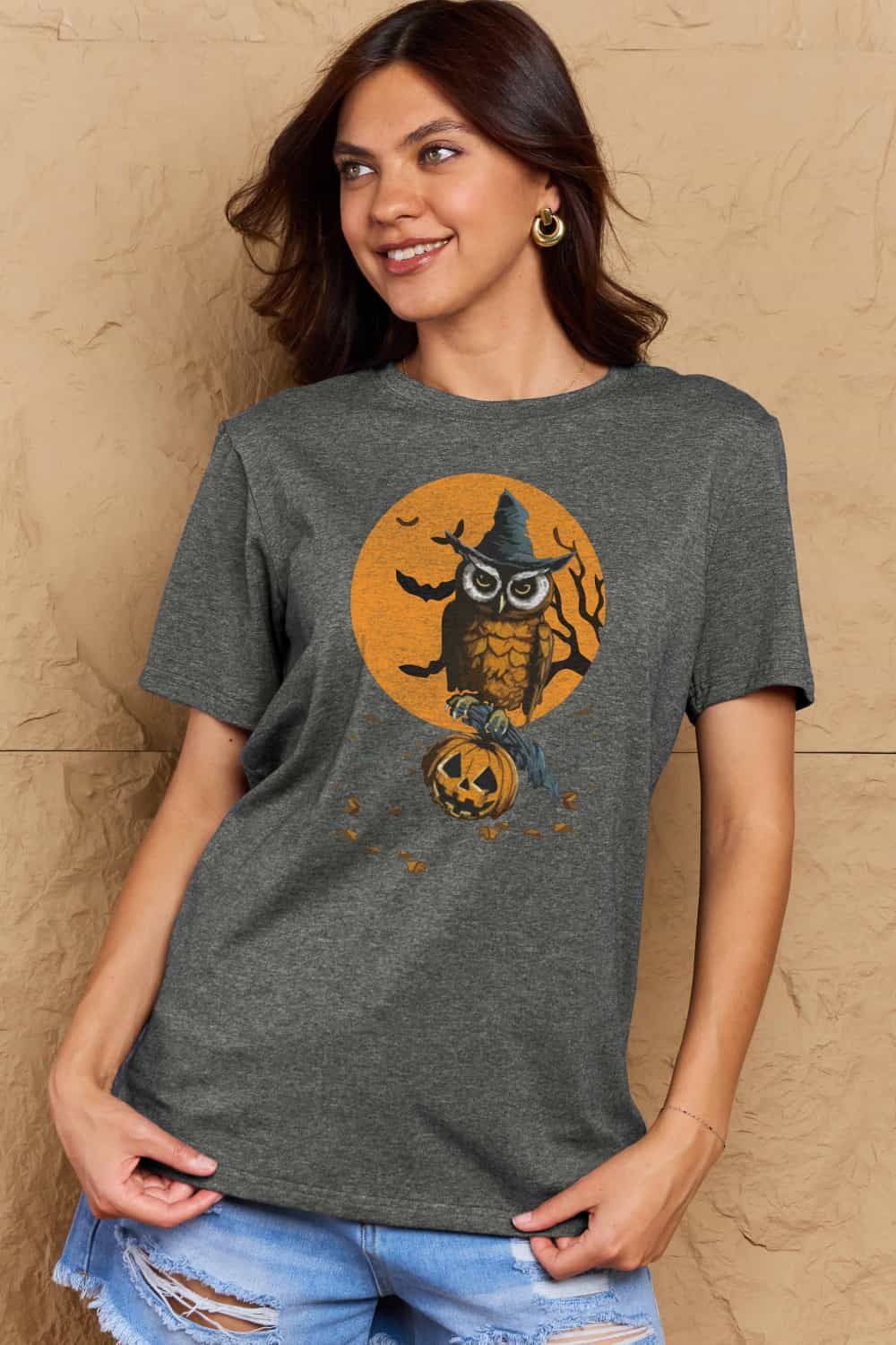 Women Full Size Halloween Theme Graphic Cotton T-Shirt NicholesGifts