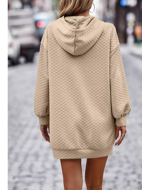 Women Textured Drawstring Tunic Hoodie nicholesgifts