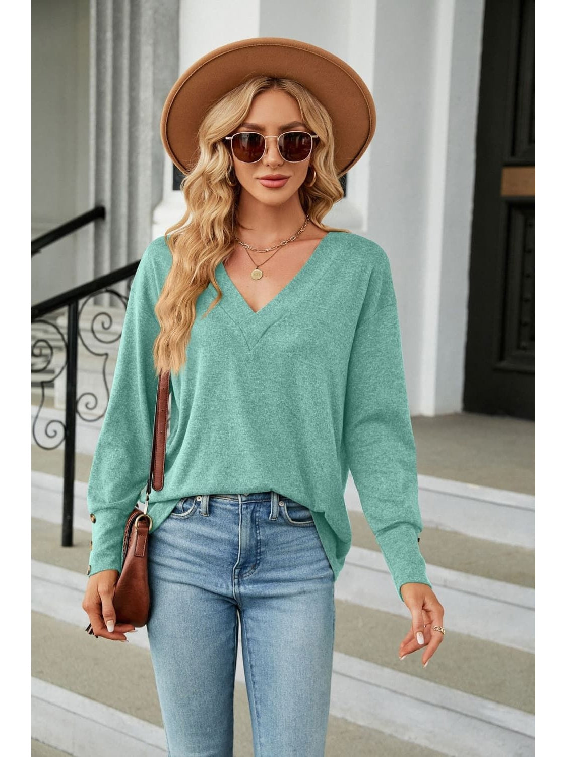 Women V-Neck Long Sleeve T-Shirt nicholesgifts