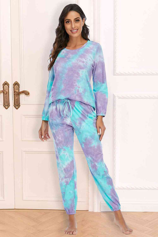 Women Tie-Dye Top and Drawstring Pants Lounge Set nicholesgifts