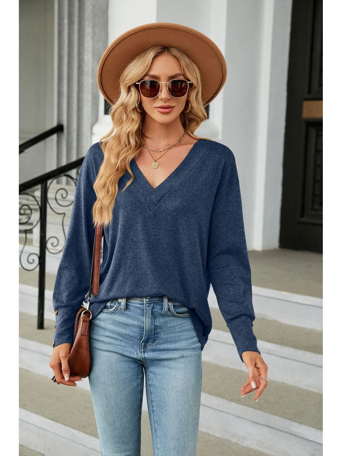 Women V-Neck Long Sleeve T-Shirt nicholesgifts