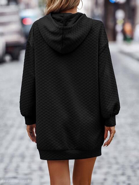 Women Textured Drawstring Tunic Hoodie nicholesgifts