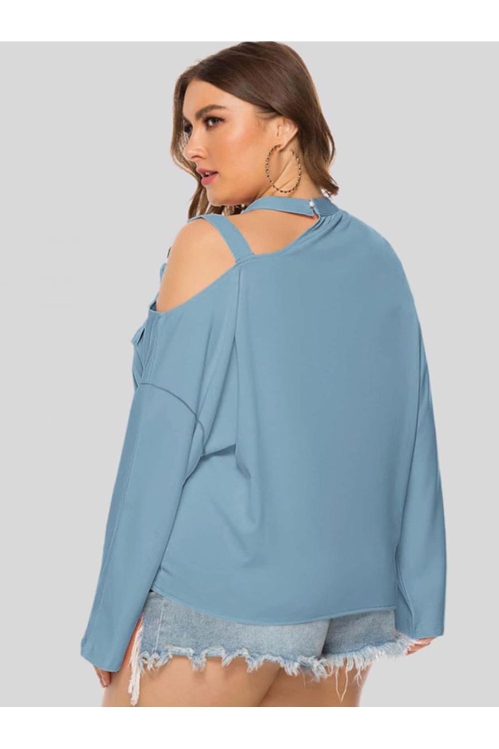 Plus Size Women Cold-Shoulder Tied Top nicholesgifts